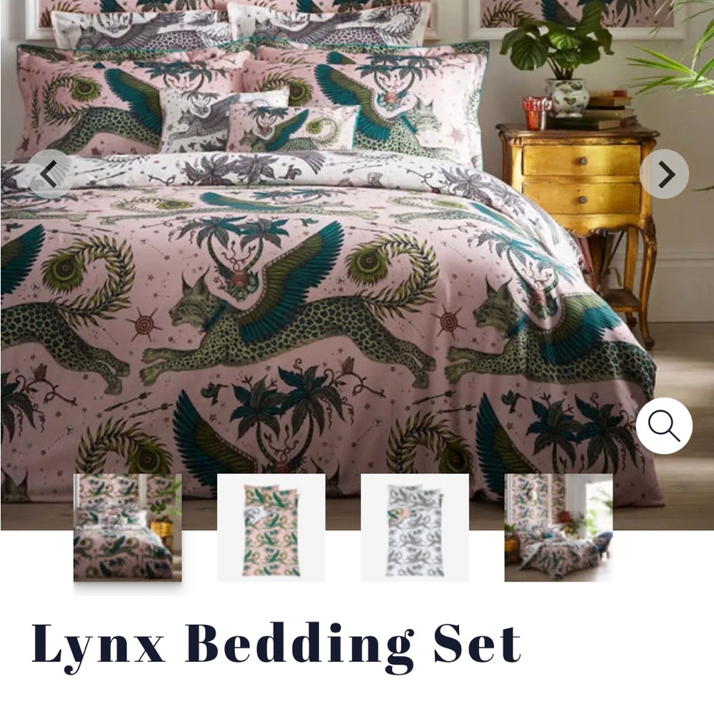 Lynx Bedding Set - Pink and Green